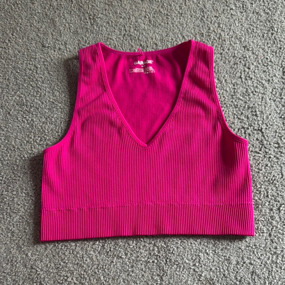 Garage Women's Pink Ribbed Crop Top